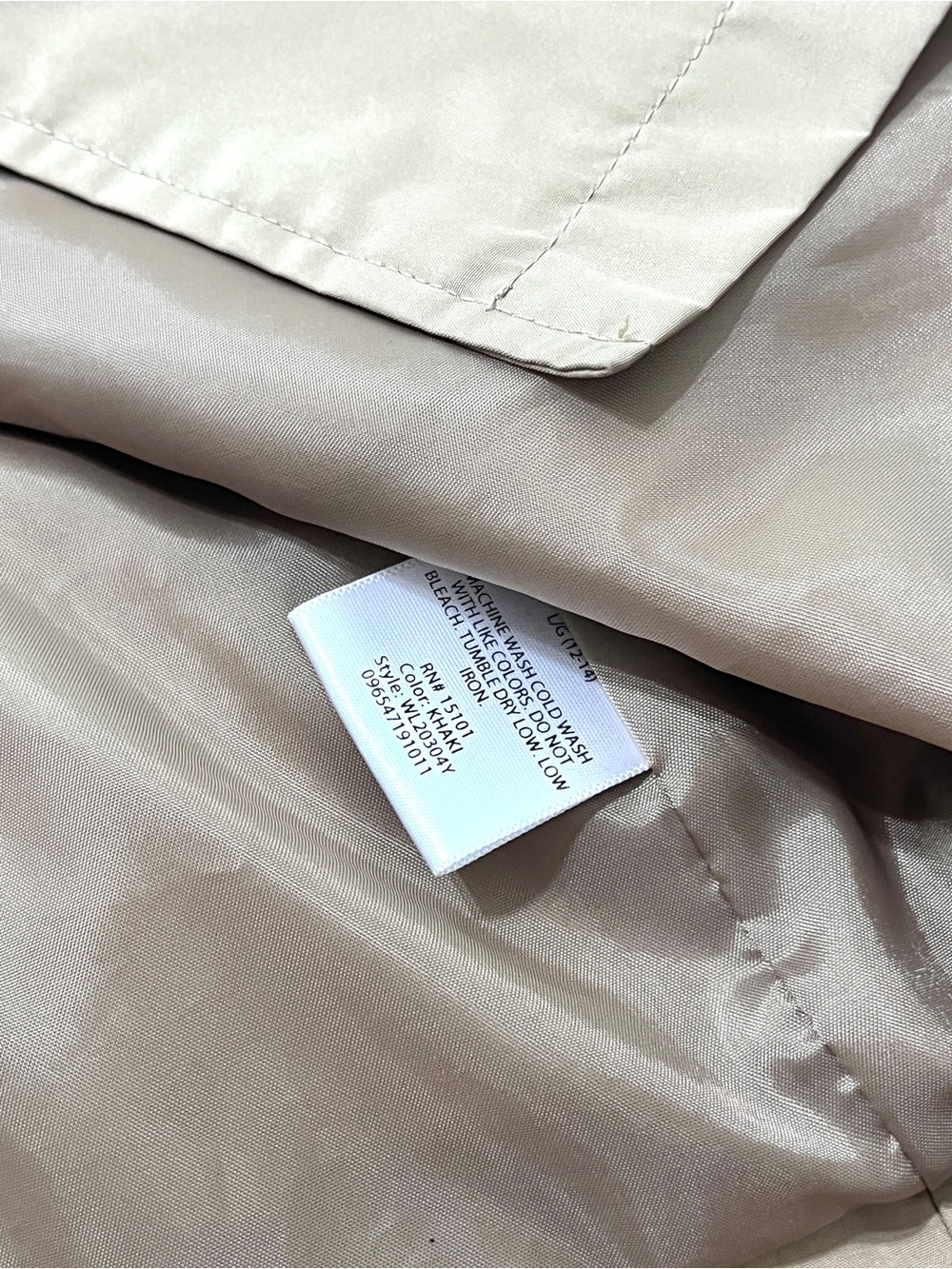 White Stag Khaki Brown Button Front Rain Jacket Hooded Trench Coat Large - Picture 4 of 5
